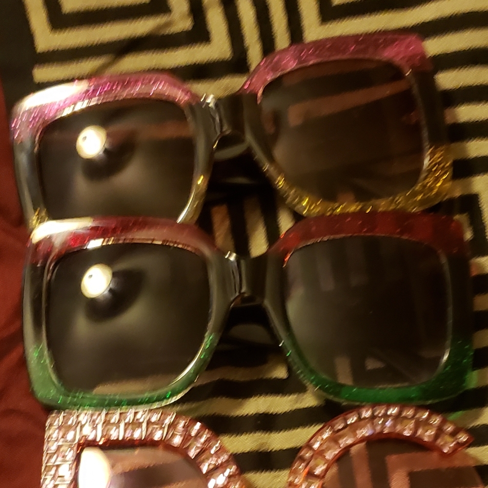 Lot of 3 glitter large frame sunglasses